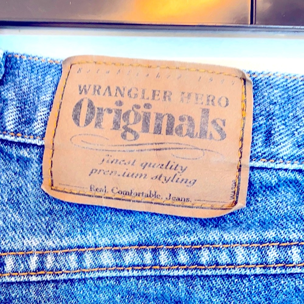 Wrangler Vintage Big Man Hero Original Cotton Denim Blue Jean Shorts 46 waist - Picture 7 of 8